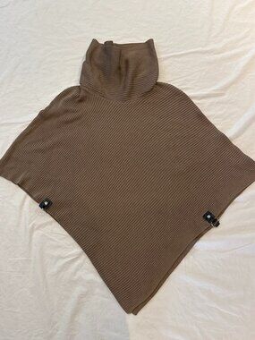 Putorti Taupe Brown Ribbed Turtleneck Poncho